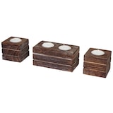 thumbnail of 2-1-1 Set waxinelichthouder Leuca, waxinelichthouder, shabby-look vintage ~ bruin