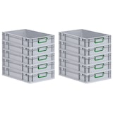 thumbnail of PROREGAL 10x Eurobox NextGen Color | HxBxT 12x40x60cm | 23 Liter | Griffe grün geschlossen | Glatter Boden | Eurobehälter