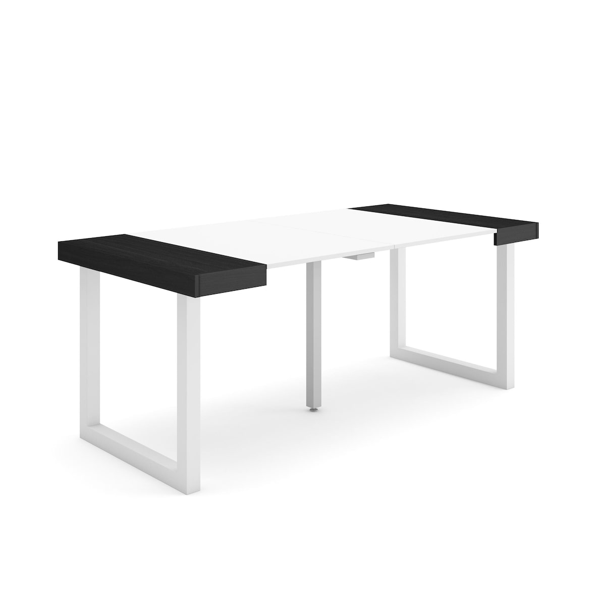 Consolle allungabile, Tavolo consolle allungabile, 180x90x73cm, Per 8 persone, Gambe in legno, Stile moderno, Bianco e nero _ 256_7