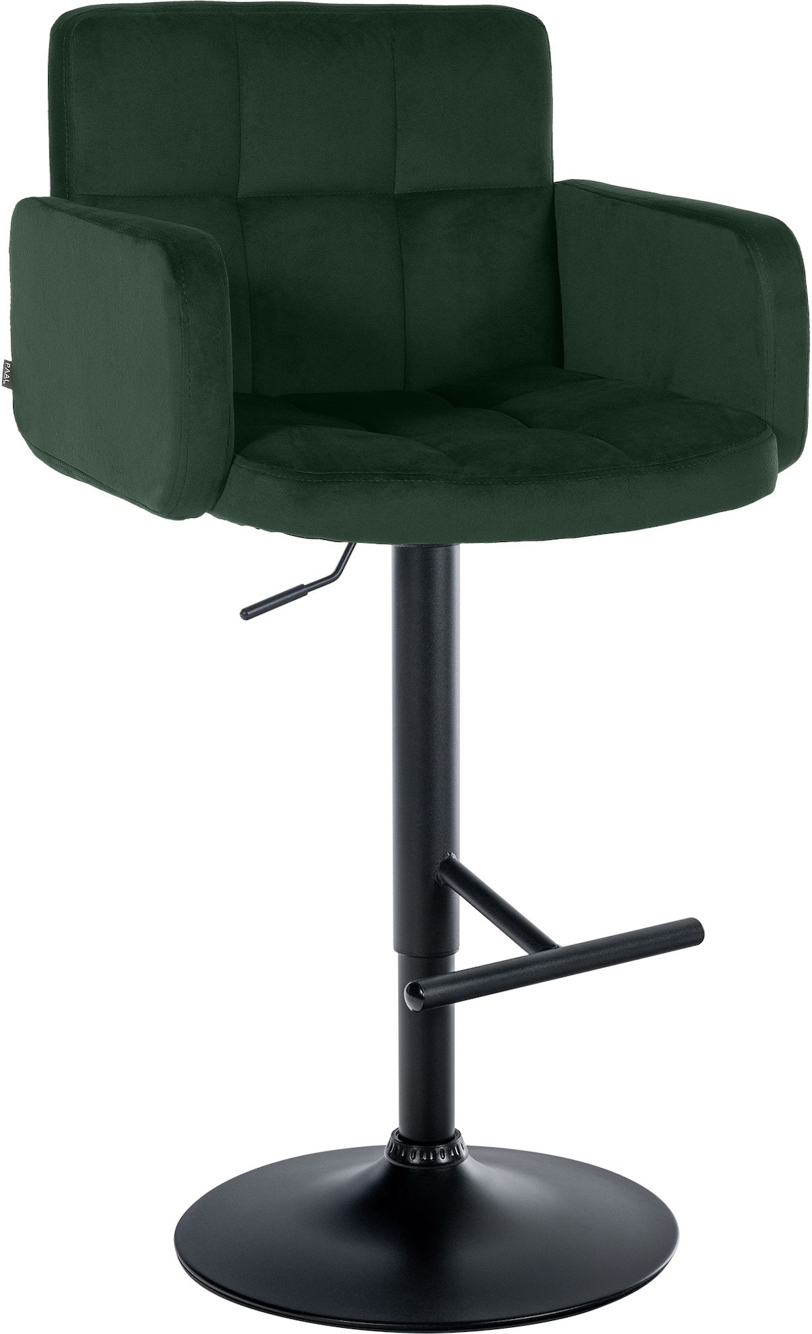 CLP Barhocker Los Angeles Samt Samt HBT: 93x60x56 cm dunkelgrün schwarz