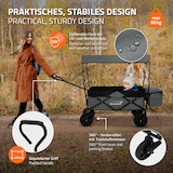 thumbnail of Hauki Bollerwagen L Grau, faltbar mit Dach, Handwagen klappbar, bis 80 kg, 2 Netztaschen + Außentasche, Bremse, Transportwagen Kinder