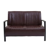 thumbnail of 2er Sofa HWC-H10, Couch Zweisitzer, Metall Kunstleder Industrie-Design ~ vintage braun