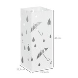 thumbnail of paragüero de acero paragüero blanco con 4 ganchos y bandeja de goteo extraíble para pasillo entrada 15,5x15,5x41 cm