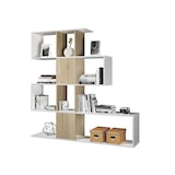 thumbnail of Libreria Design Zig Zag Scaffale Mensola Moderna Bianca Rovere Mobile per Libri con Ripiani per Soggiorno Salotto 145 x 145 x 29 cm Bianco Rovere