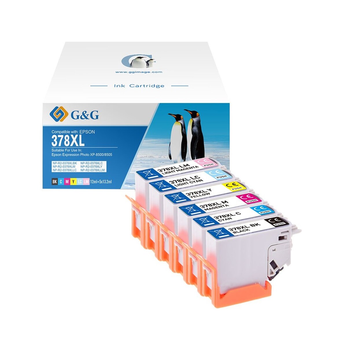 G&G 378 XL compatibel met Epson 378 378XL Inktcartridge - multipack -zwart + 5 kleuren BKCMYLCLM