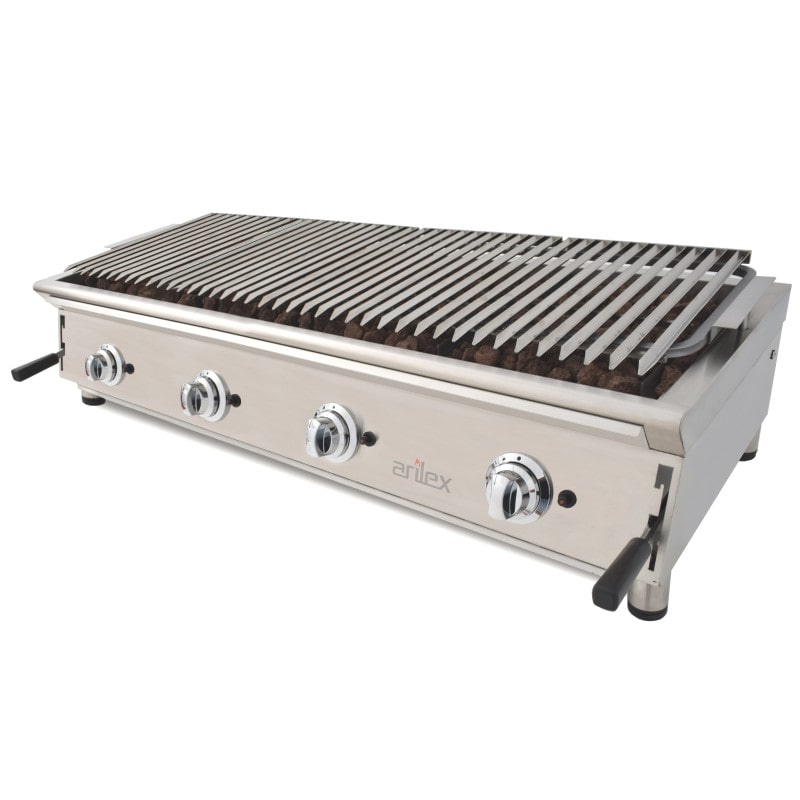 Barbacoa a gas 130 cm piedra volcánica ARILEX con parrilla pavonada regulable en 3 alturas 130BAR
