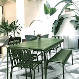 thumbnail of 【HYZL1879-180cm】Outdoor Essgruppe Tisch und Stuhlkombination Set aus Eisen garten Tisch und Stuhlset für den Außenbereich Dunkelgrün