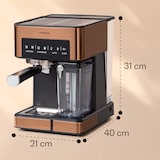 thumbnail of Arabica Comfort Siebträgermaschine 1350W 20 Bar 1,8l Touch-Bedienfeld Kupfer-Metallic