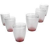 thumbnail of 6x Rubin Wassergläser 200ml Glas rot gepunktet Becher Wasser Saft