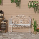 thumbnail of Banco de Jardín de 2 Plazas 113,5x50x96 cm Banco de Terraza de Metal con Respaldo Decorativo y Reposabrazos Vintage para Exterior Carga 200 kg