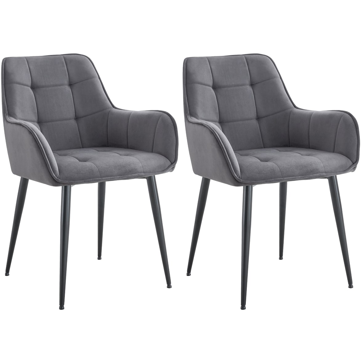 Lote de 2 sillas de comedor de terciopelo Ferndale Gris oscuro