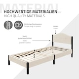 thumbnail of ML-Design Polsterbett 90x200 cm Beige, Einzelbett mit stabilem Bettgestell, Bettrahmen mit gepolstertes Kopfteil & Lattenrost, Modernes Jugendbett