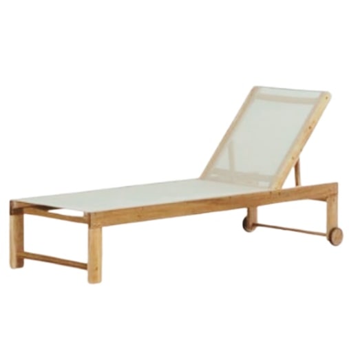 Espreguiçadeira  C/ Rodas Multiposições Em Madeira