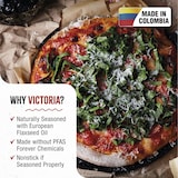 thumbnail of Victoria Grillplatte Gusseisen für Pizza, Pfanne 25cm mit Griffen, Induktion, Feuer, Ofen, VIC-31800, Schwarz