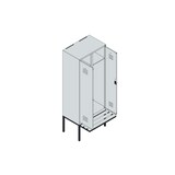 thumbnail of C+P Doppel-Spind Classic PLUS, Kunststoff schwebende Sitzbank, 2 Abteile, HxBxT 212x80x82cm, Zylinderschloss, Hellgrau/Clowngrün von PROREGAL