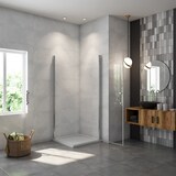 thumbnail of AICA Mampara de ducha cuadrada abatible giratoria vidrio antical 6mm 900x900x1950mm