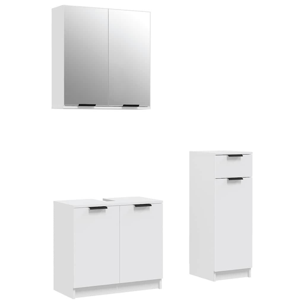 vidaXL 3-tlg. Badmöbel-Set Weiß Holzwerkstoff 34x32x90cm