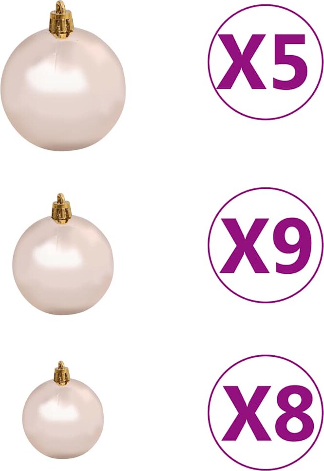 Weiße Christbaumkugeln in verschiedenen Größen.