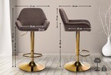 thumbnail of Barhocker BIKEL - Samt Braun 51x52x89 cm Gold | Barstuhl Höhenverstellbar Mit Lehne Drehbar Tresenhocker Tresenstuhl Kneipenhocker Kneipenstuhl