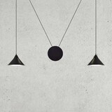 thumbnail of Sospensione Minimal 2 Luci Fujin In Acciao Nero E Paralume A Cono