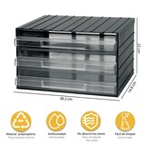 thumbnail of Modularer Aufbewahrungseinheit aus Kunststoff L 382 x B 290 x H 230 mm mit 3 transparenten Schubladen