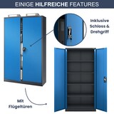 thumbnail of Aktenschrank abschließbar KADO - 5 Ebenen, Flügeltüren | Metallschrank Werkstatt Büroschrank aus Stahl Werkzeugschrank, 185x115x40cm Anthrazit-Blau