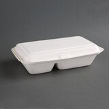 thumbnail of Fiesta Compostable - Kompostierbare Bagasse-Mahlzeitendosen mit Scharnierdeckel, weiß, 2 Teile (200 Stück)