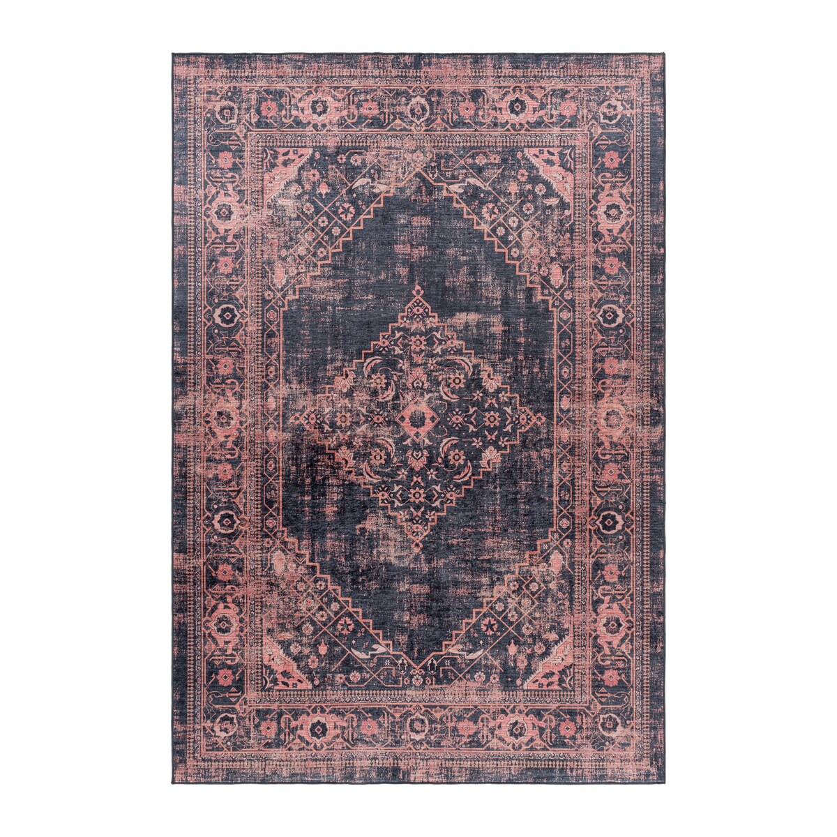 Teppich Waschbar Flachgewebe Orientalisch Polyester Wohnzimmer Rot Läufer 80x150 | Kadima Design