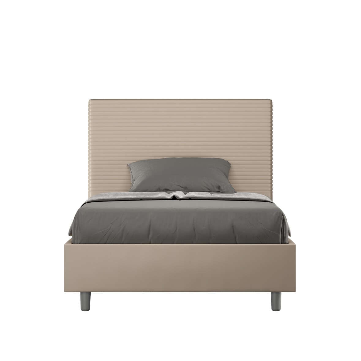 Cama sin somier acolchada 140x200 cuero sintético gris paloma Focus