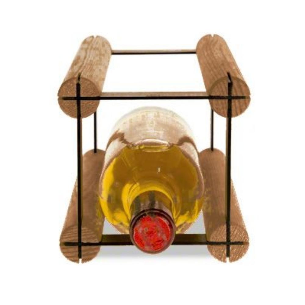 Modulares Weinregal VINOTECA MOD METAL | HxBxT 12,5x12,5x24,5cm | 1x1 Flasche | Massives Kiefernholz | Braun geölt