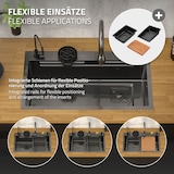 thumbnail of ML-Design Spülbecken Edelstahl 80 × 46 cm Anthrazit – Einbauspüle mit Wasserfall-Design, ausziehbarem Wasserhahn & Zubehör, rechteckige Küchenspüle