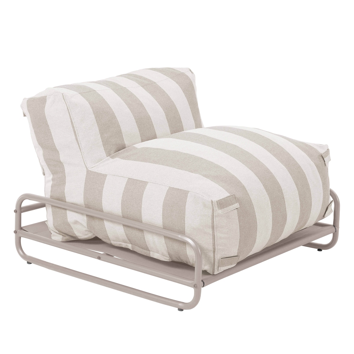 Chauffeuse rayée salon de jardin modulable et structure beige