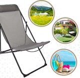 thumbnail of Silla tumbona plegable de jardín gris con asa Aktive