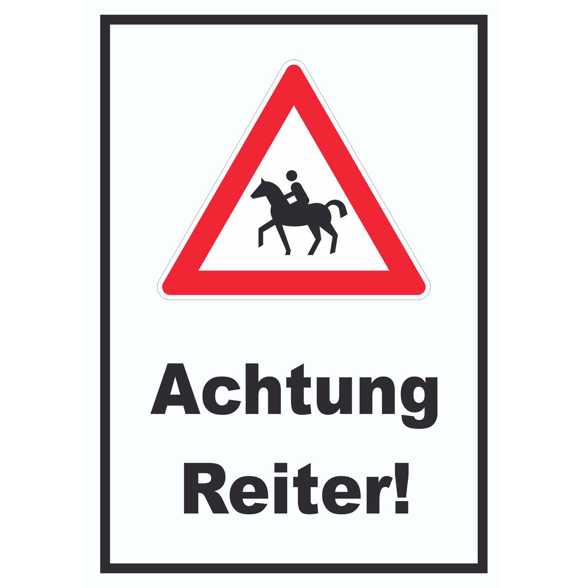 Achtung Reiter Schild A4 (210x297mm)