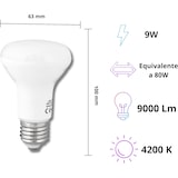 thumbnail of 10x Bombilla led R63 9W, rosca E27, 4200K blanco neutro
