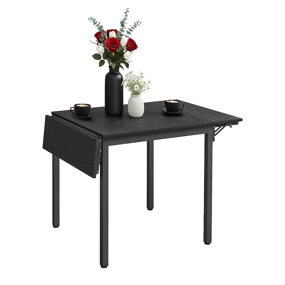 Relaxdays Esstisch klappbar, 2-4 Personen, HBT: 76x120x78 cm, platzsparender Klapptisch, Küche, MDF & Eisen, schwarz