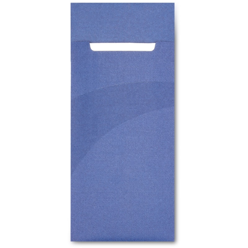 520 Serviettentaschen Bestecktaschen Sacchetto blau 85x200mm inkl. Serviette 40x40cm 2lg weiß