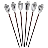 thumbnail of 6x Gartenfackel Ölfackel Fackel Edelstahl mit Holzstab 110cm