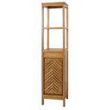 thumbnail of Teak hoge kast HWC-M74, badkamermeubel, 1 deur 4 vakken, hoogwaardige B-kwaliteit teak (kernhout, 20-30 jaar) 181x40x35cm