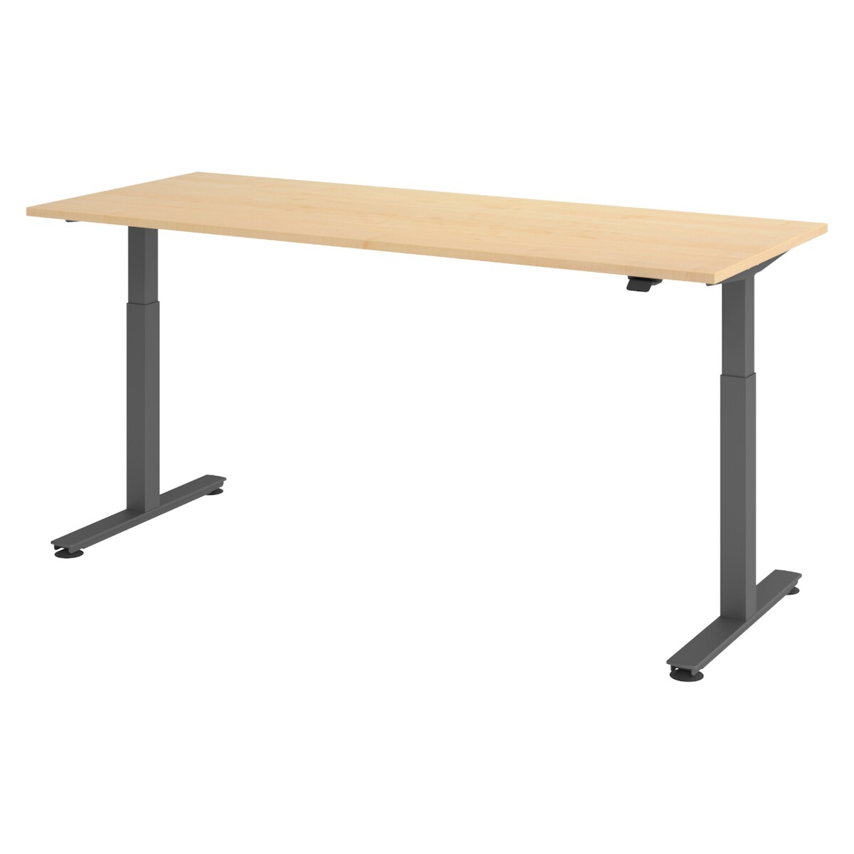 bümö elektrisch höhenverstellbarer Schreibtisch Ahorn 200x80 cm, Gestell: Graphit - Büroschreibtisch höhenverstellbar elektrisch, elektrischer