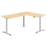 thumbnail of bümö Eckschreibtisch elektrisch höhenverstellbar L-Form: 160 x 240 cm in Ahorn, Gestell silber - Stehschreibtisch mit Memory-Steuerung, elektrischer