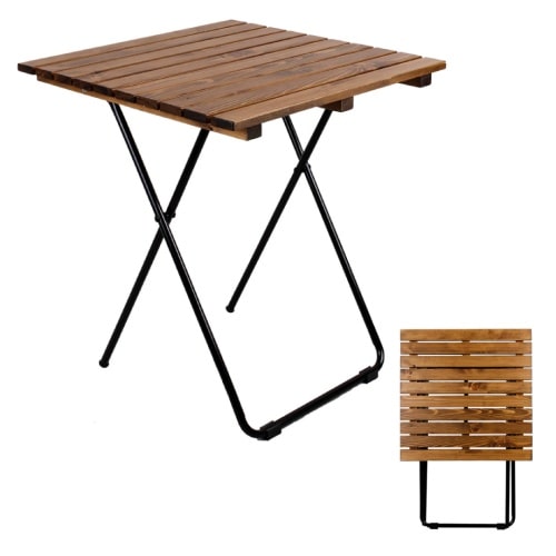 Holz Metall Klapptisch Beistelltisch klappbar Holzfarbe braun Kieferholz klein : Braun