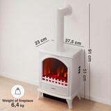 thumbnail of Chimenea eléctrica KAMINIO LENI con tubo de salida de humos - Estufa eléctrica con calefacción y efecto de llamas en 3D - Blanco