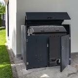 thumbnail of Müllcontainerverkleidung HWC-M54, Müllcontainerbox Industrie-Abfallcontainer, Container bis 1100L 154x160x136cm, Stahl