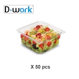 thumbnail of 50 Barquettes à Salade 1500 ml avec Couvercle Attenant (192x184xH.80mm) en PET Pratiques, Hermétiques et Résistantes - D-Work