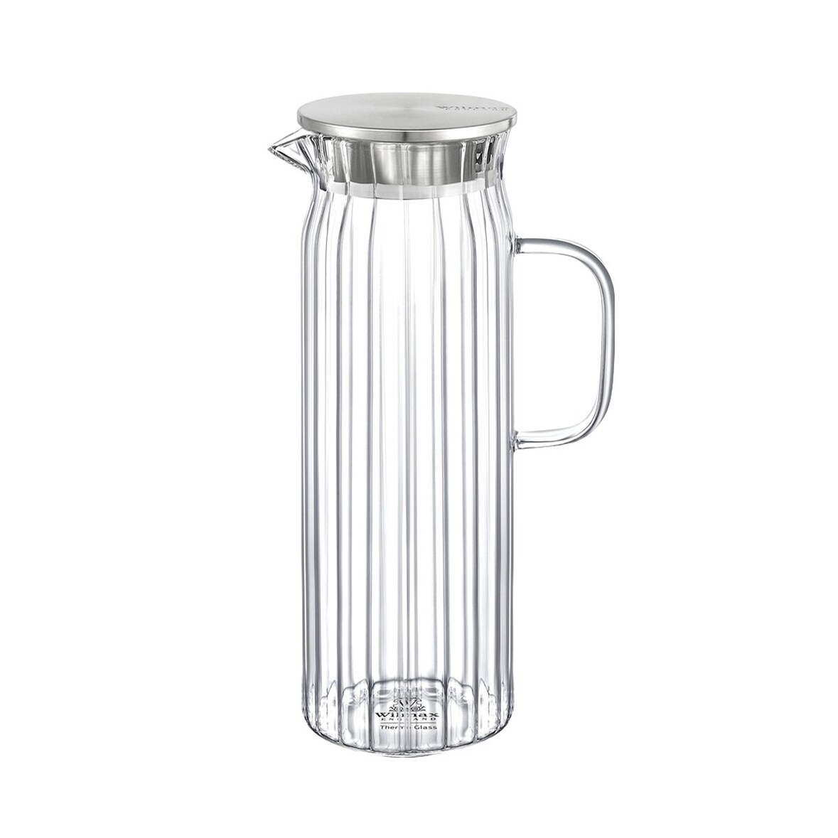 Wilmax Borosilikat Glas Krug mit Edelstahl-Deckel, 1500ml