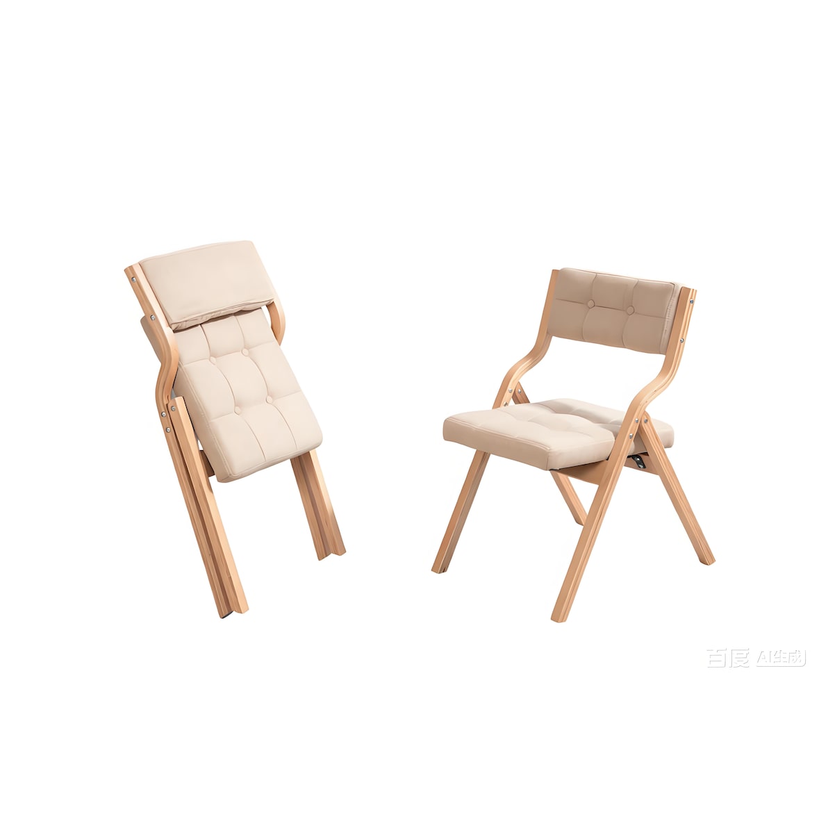 Klappstuhl Set aus Holz 2er Pack Khaki 77x61x48 cm gepolsterter Sitz mit Samtbezug und Rückenlehne 110 Grad Rückenkomfort faltbar sofort einsatzbereit
