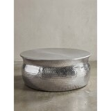 thumbnail of Couchtisch 75x31x75cm Aluminium Silber Beistelltisch orientalisch rund, Flacher Hammerschlag Sofatisch Metall, Design Wohnzimmertisch modern,