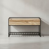 thumbnail of Sitzbank mit Stauraum 90x52x38 cm Mango Massivholz / Metall Flurbank Braun, Schuhbank mit Sitzfläche Klein, Schmale Garderobenbank mit
