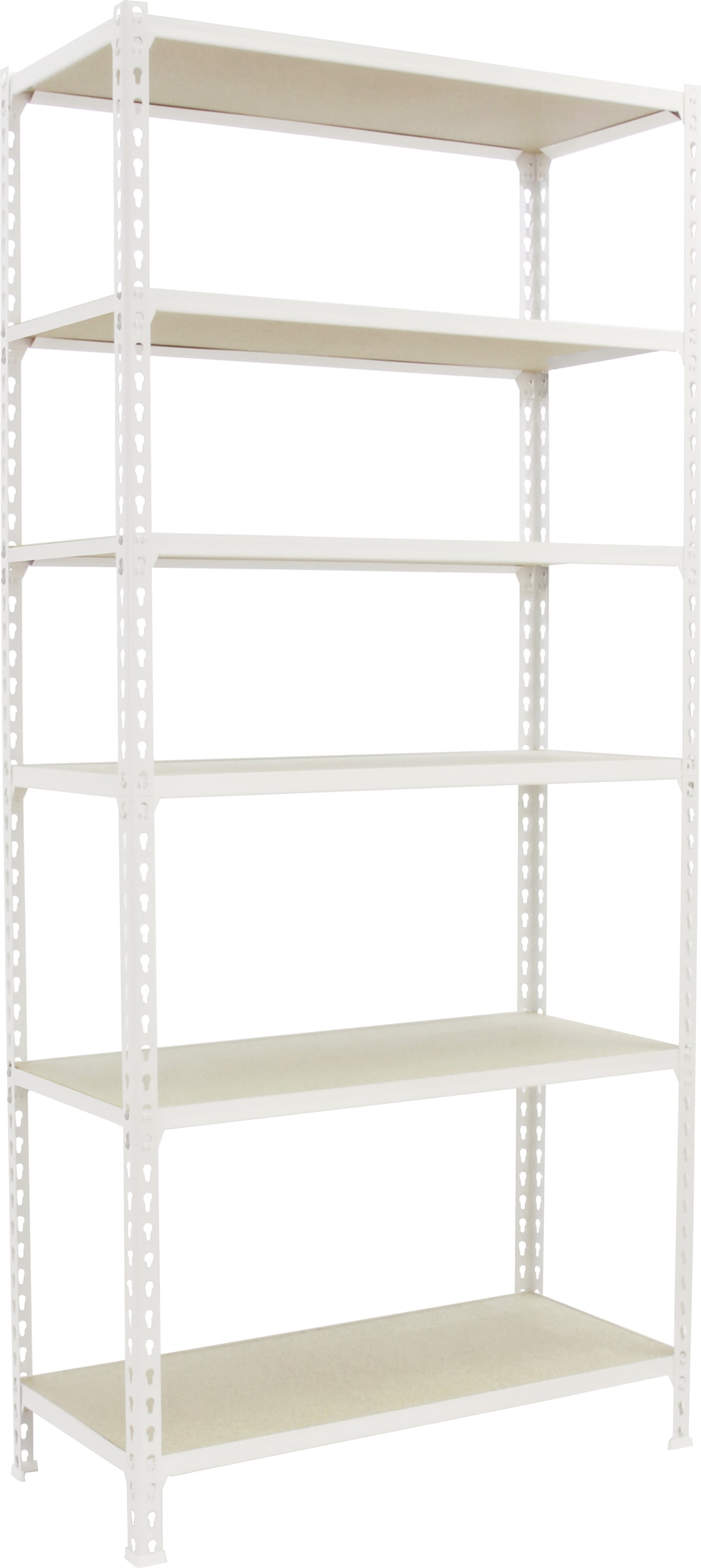 SimonRack Estantería Metálica, 2500x1200x400 mm, 6 Alturas, Bandeja Madera, 200 kg de Punto Flexión, Blanco/Madera - Maderclick